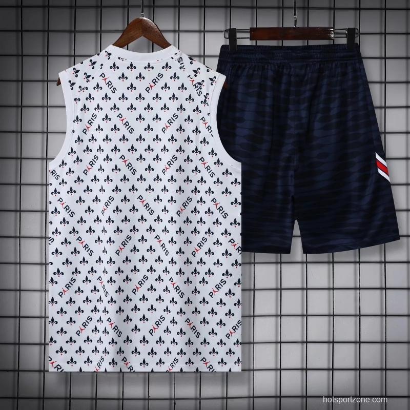 22/23PSG White Flower Dot Pre-Game Training Jersey Vest