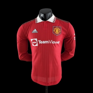 Player Version 22/23 Manchester United Long Sleeves Home Soccer Jersey