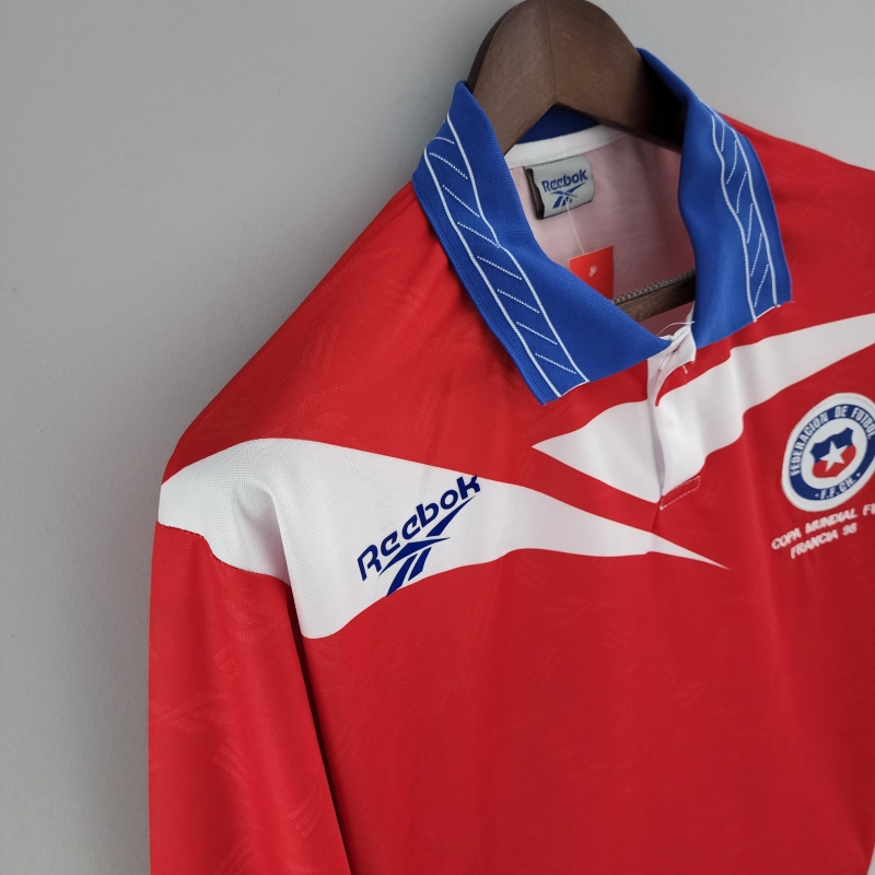 Retro Long Sleeve 1998 Chile Home Soccer Jersey