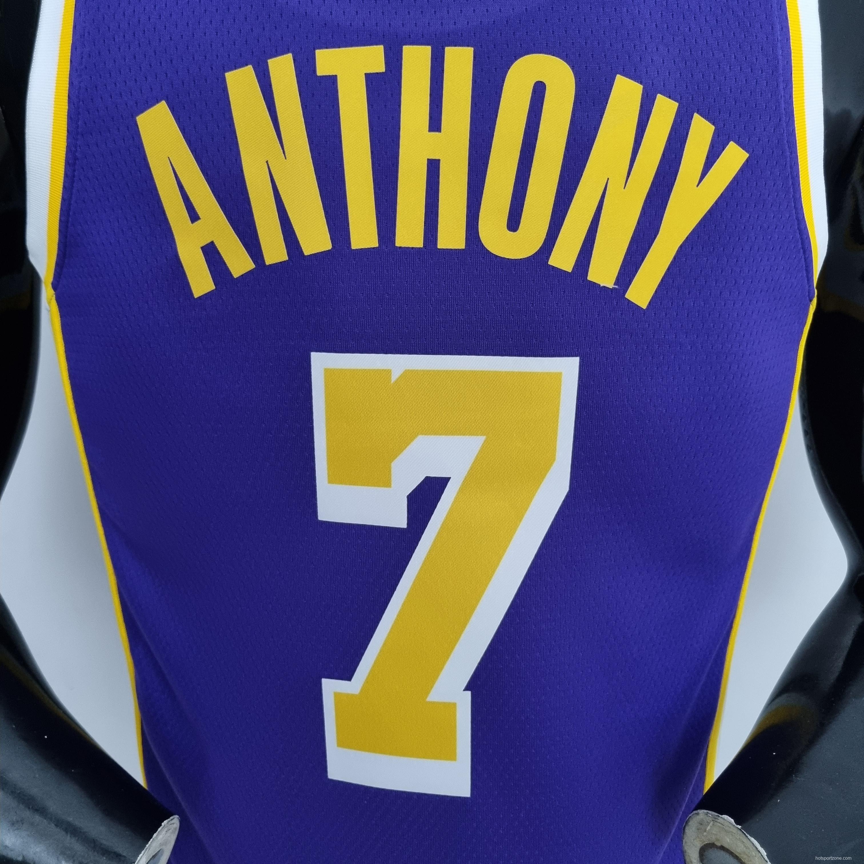 75th Anniversary Anthony #7 Los Angeles Lakers Jordan Purple NBA Jersey