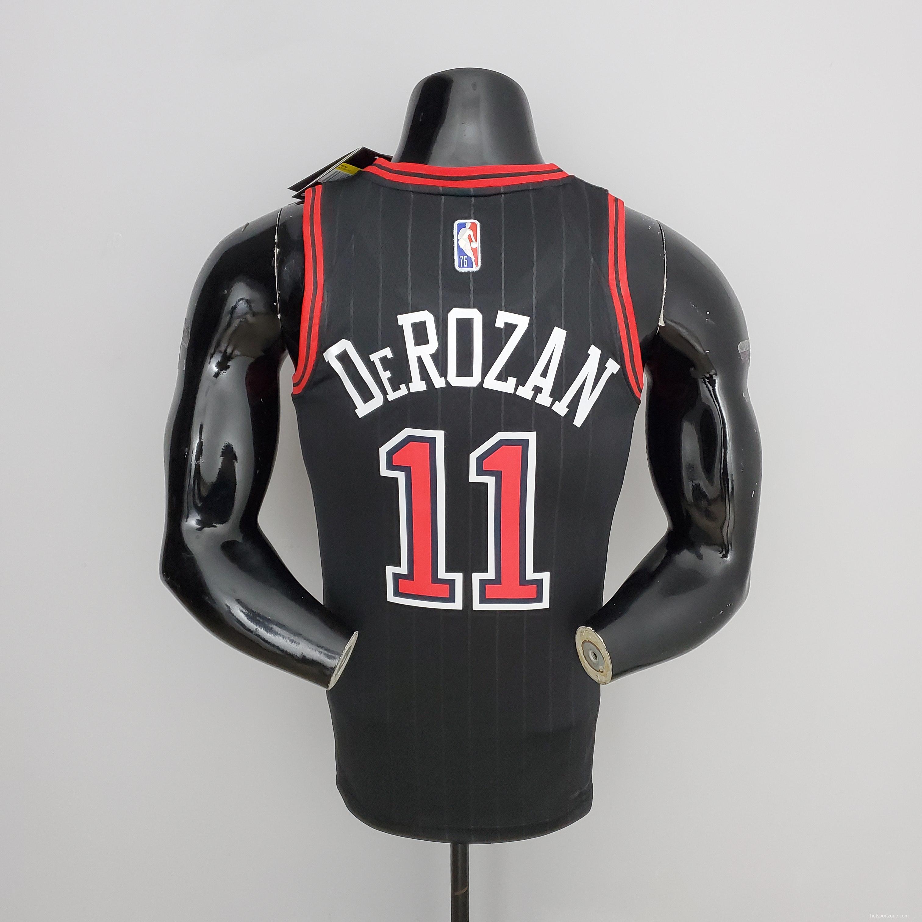 75th Anniversary DeRozan#11 Bulls Flyers Black NBA Jersey