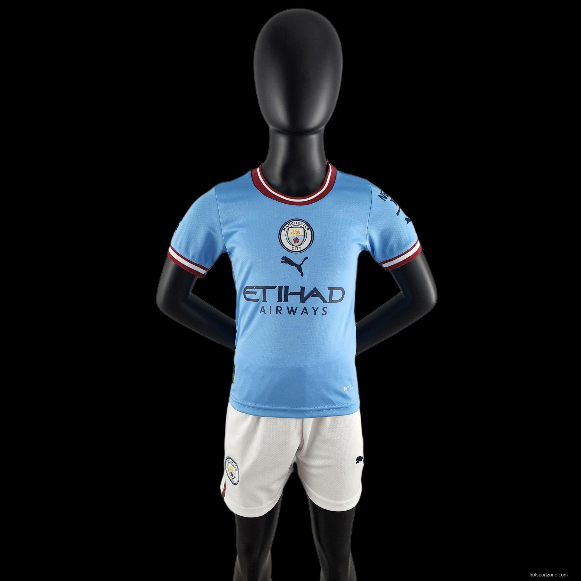 22/23 Kids Kit Manchester City Home Size：16-28 Soccer Jersey