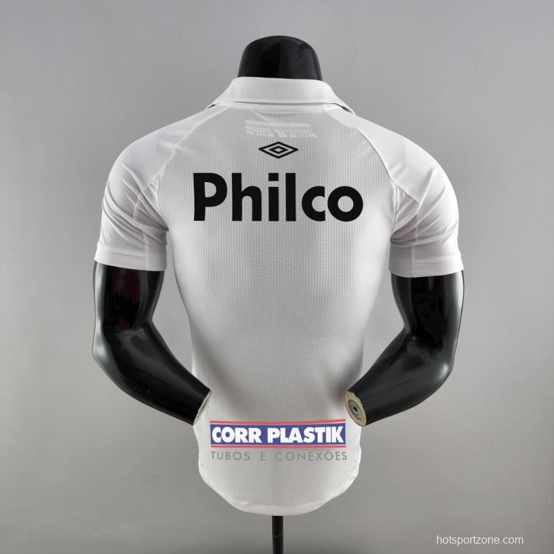 Player Version 22/23 Santos Home With  All Sponsor Soccer Jersey