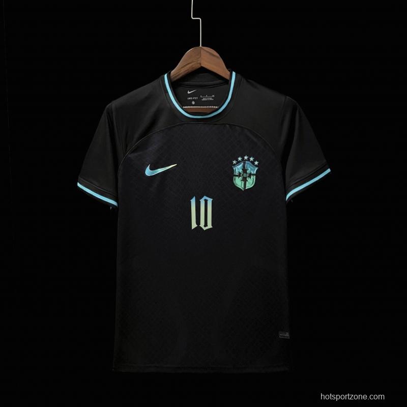 2022 Brazil Black Neymar JR #10 Printing Jersey