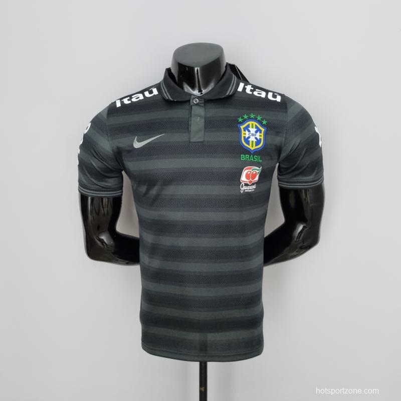 2022 Brazil Polo Black Stripe Jersey