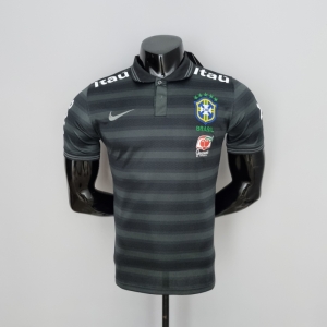2022 Brazil Polo Black Stripe Jersey