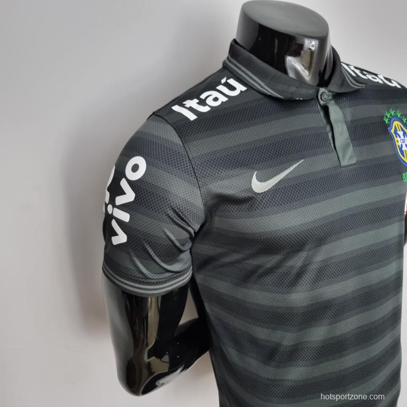 2022 Brazil Polo Black Stripe Jersey