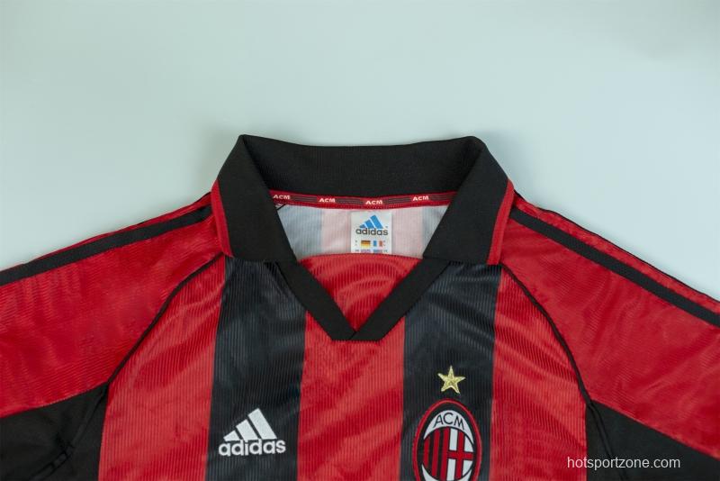 RETRO 98/00 AC Milan Home Soccer Jersey