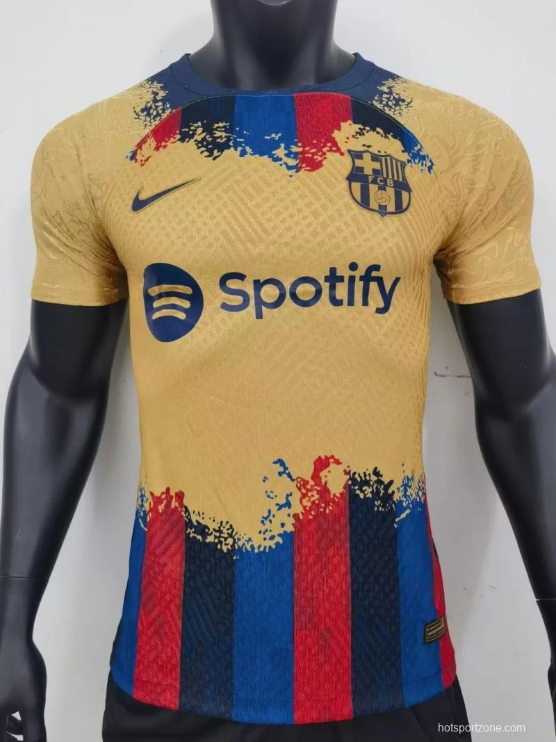 Player Version 23/24 Barcelona Home X Away Mixed Red Yellow Jersey