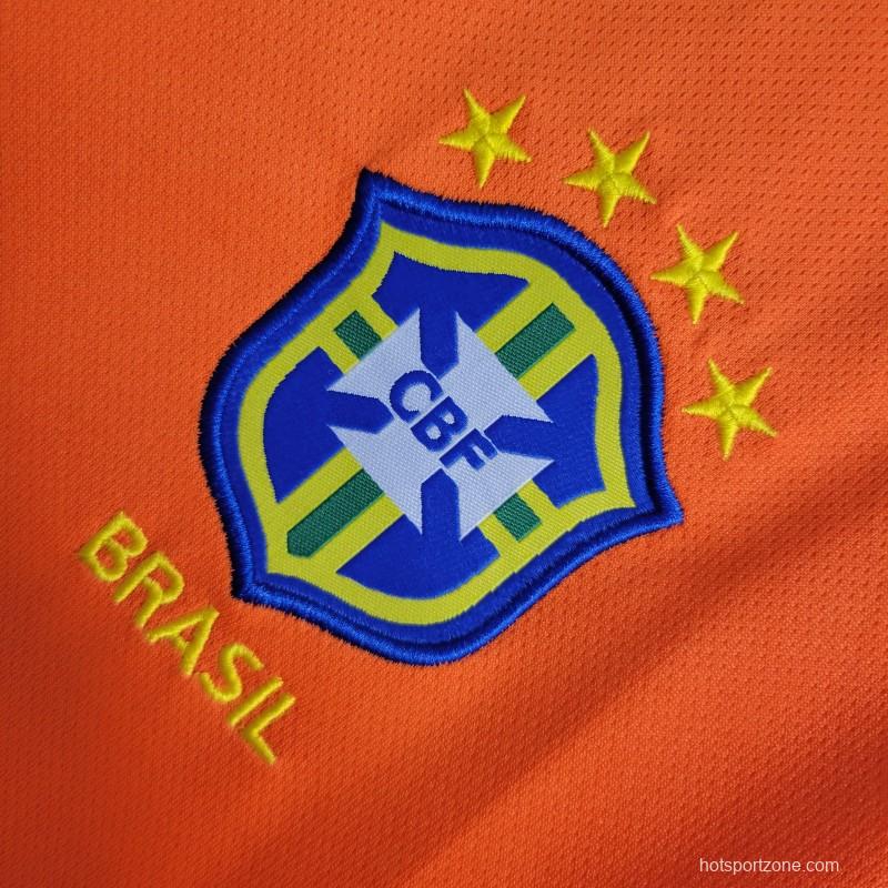 Retro Long Sleeve 1998 Brazil Goalkeeper Orange Jersey