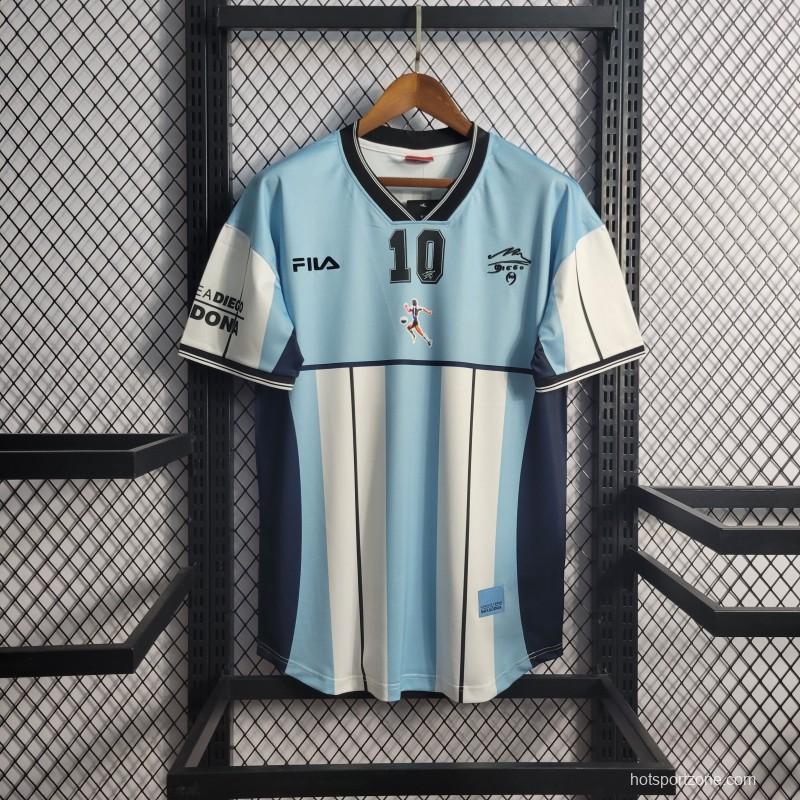 Retro 2001 Argentina Maradona #10 Commemorative Edition Jersey