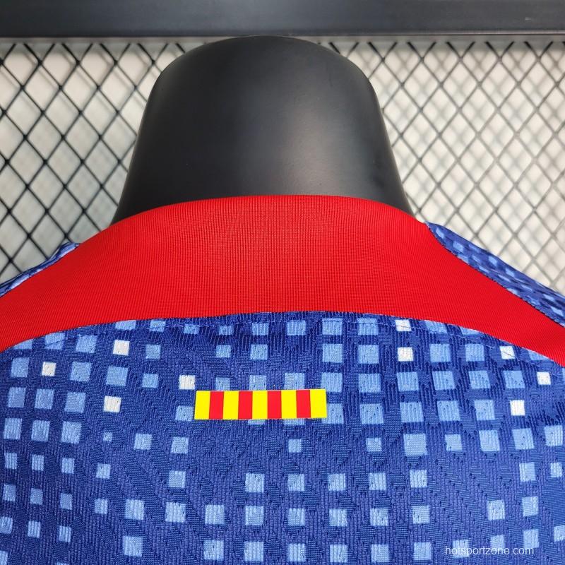 Player Version 23-24 Barcelona Blue Training Jersey Shirt