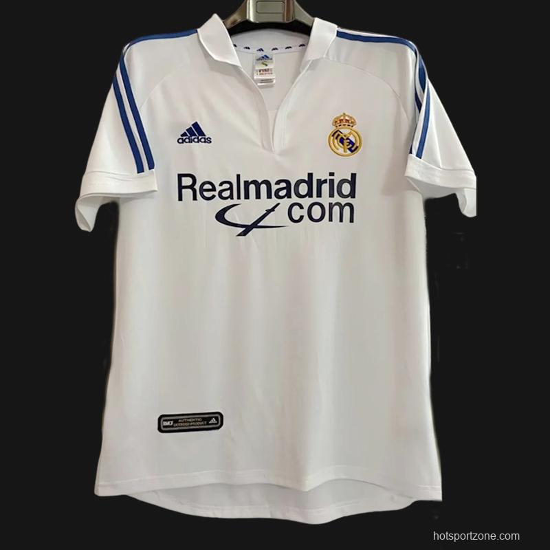 Retro 01/02 Real Madrid Home Jersey League Version With Sponsor