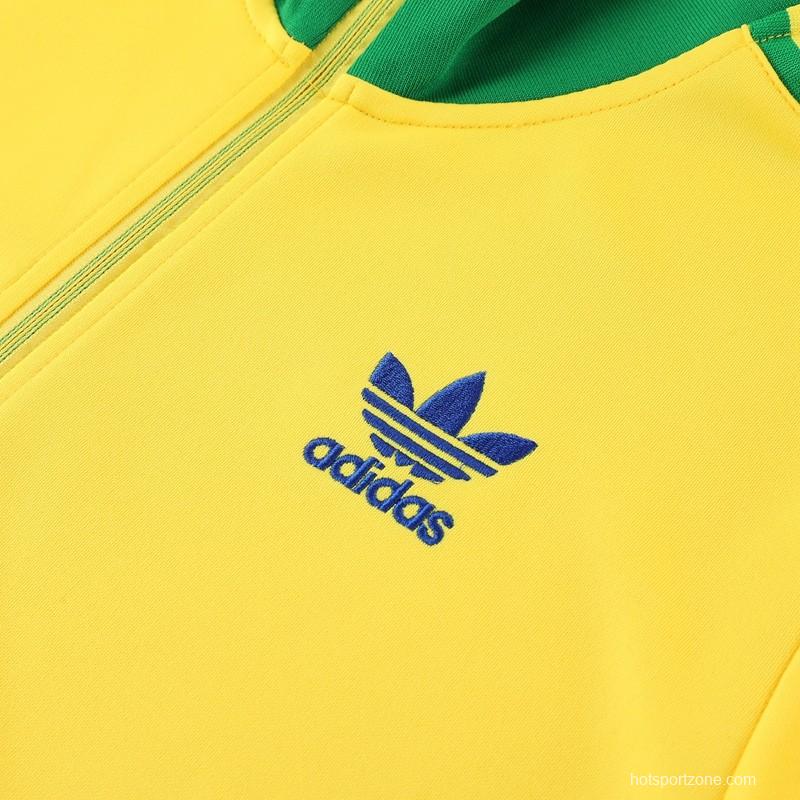 2023 Adidas Original Yellow Full Zipper Jacket +Pants