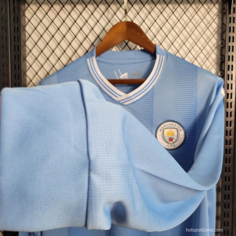 23-24 Manchester City Home Long Sleeve Jersey