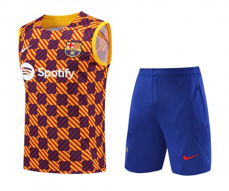 23-24 Barcelona Special Orange Grid Vest Jersey+Shorts