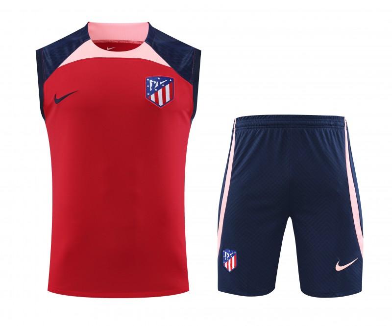 23-24 Atletico Madrid Red Black Vest Jersey+Shorts