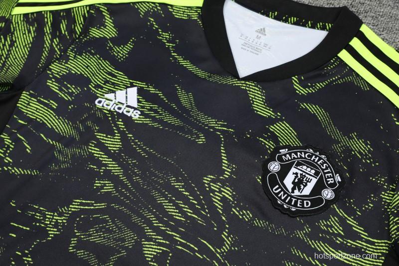 23-24 Manchester United Black Green Short Sleeve+Shorts