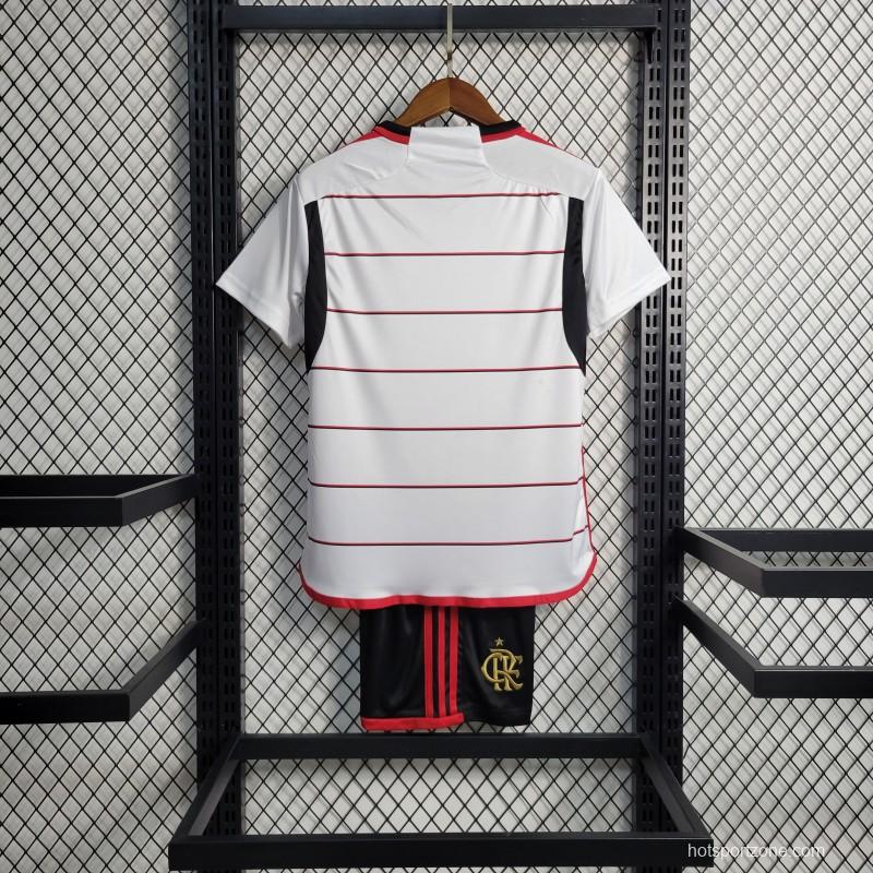 23-24 Kids Flamengo Away White Jersey Size 16-28