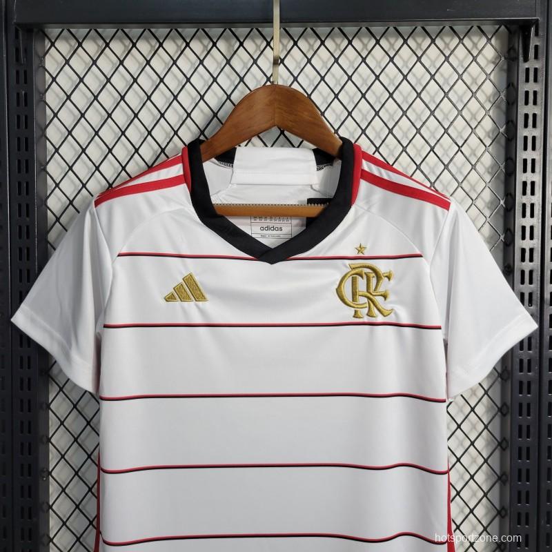 23-24 Kids Flamengo Away White Jersey Size 16-28