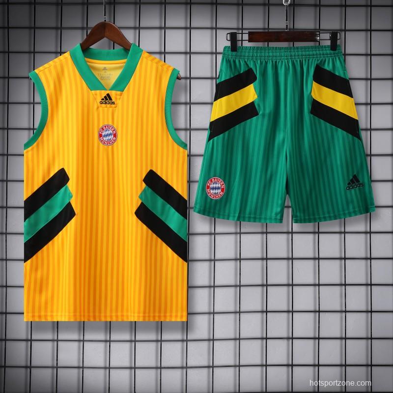 23-24 Bayern Munich Yellow Remake Icon Vest Jersey+Shorts