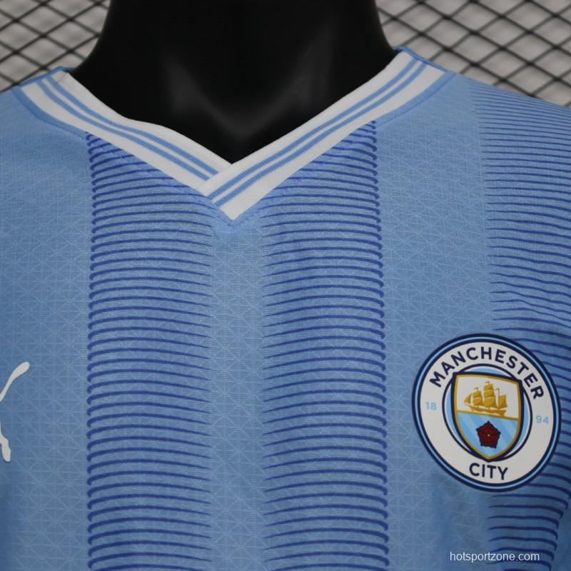 Player Version 23/24 Manchester City Home Long Sleeve Jersey