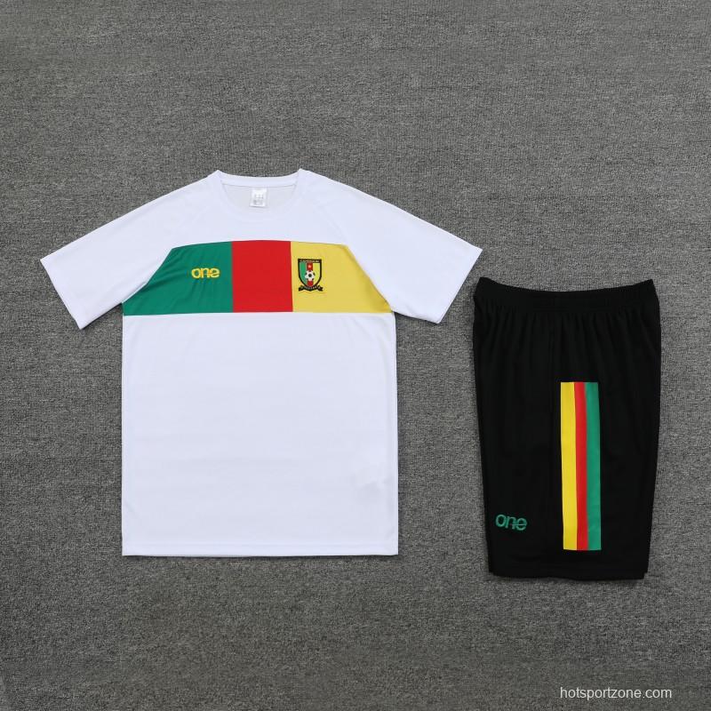 2023 Cameroon White Short Sleeve+Shorts