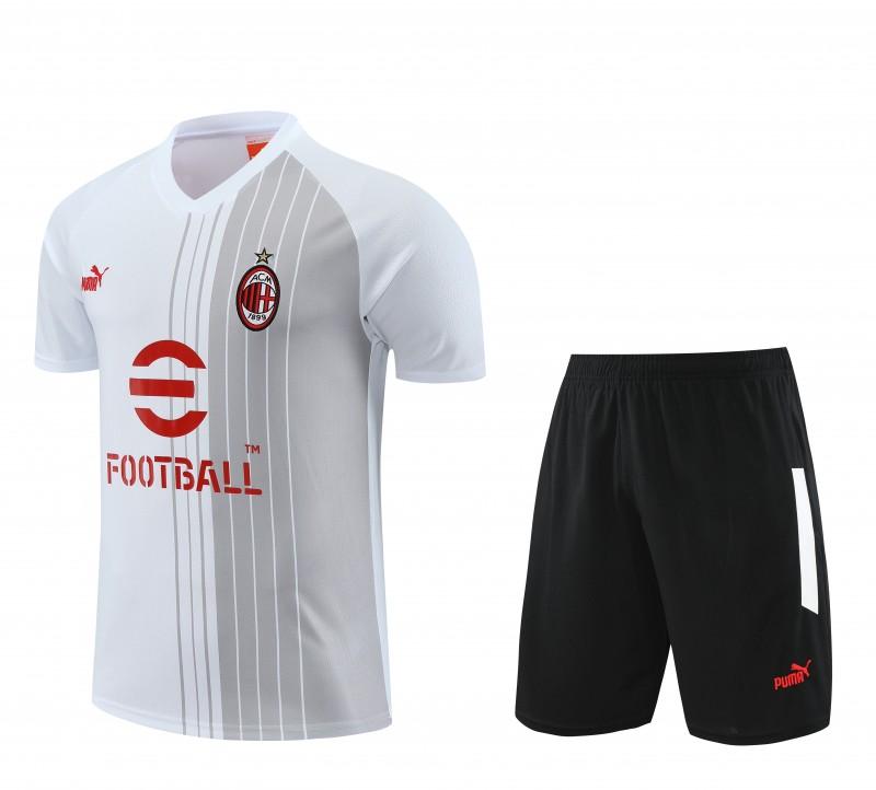 23 24 AC Milan White Grey Short Sleeve+Shorts