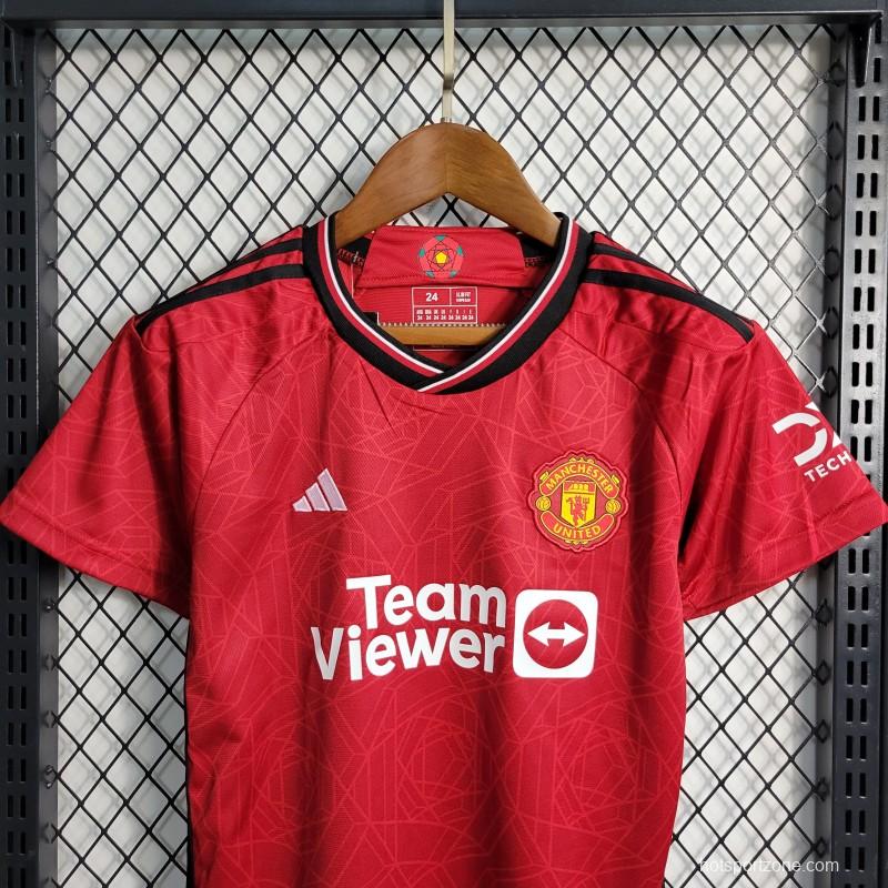 23-24 Kids Manchester United Home Jersey