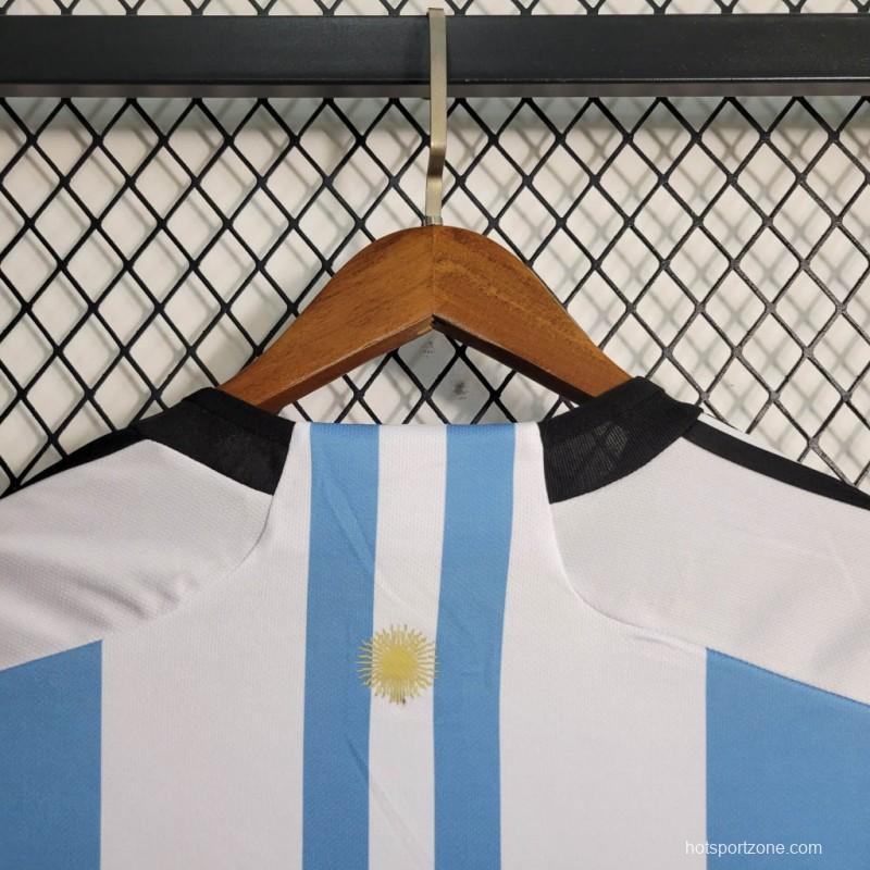 3 Stars 2022 Argentina Home Long Sleeve Jersey