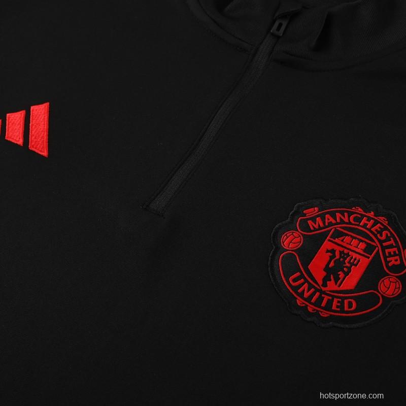 23/24 Manchester United Black Half Zipper Jacket+Pants