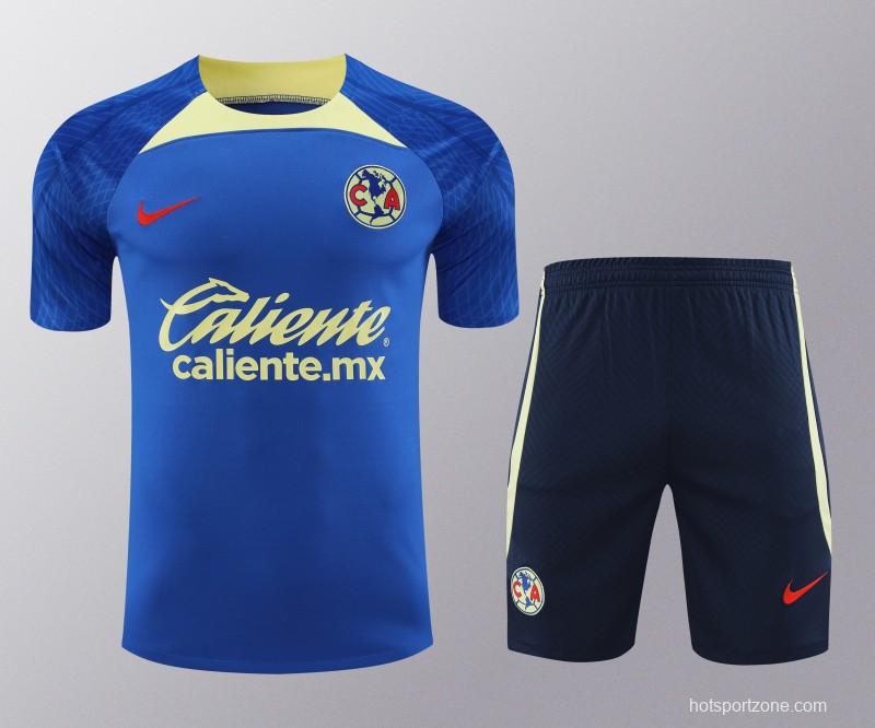 24/25 Club America Blue/Yellow Short Sleeve Jeresy+Shorts