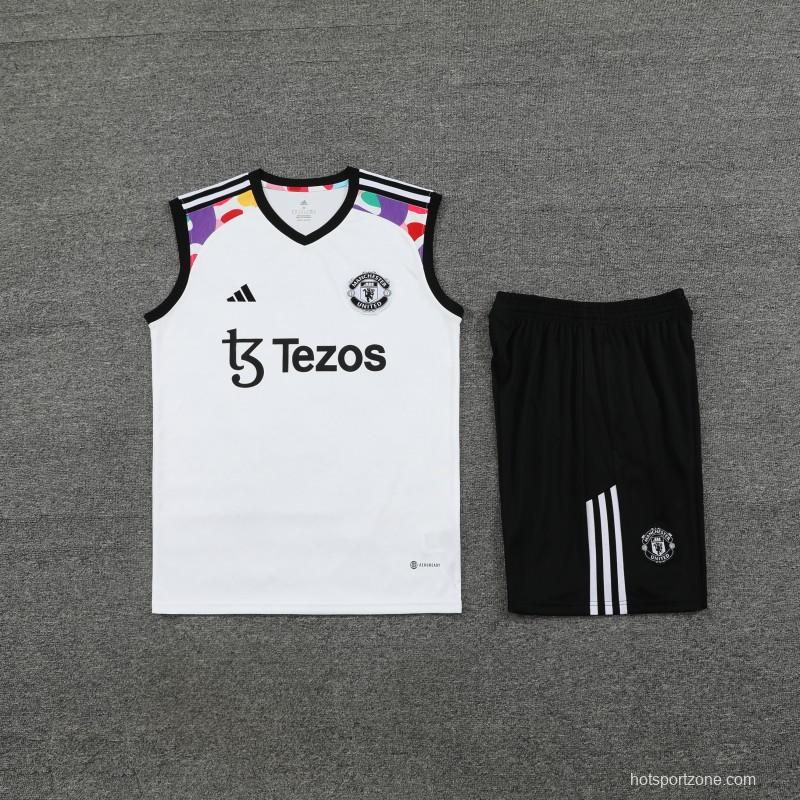 24/25 Manchester United White Vest Jeresy+Shorts