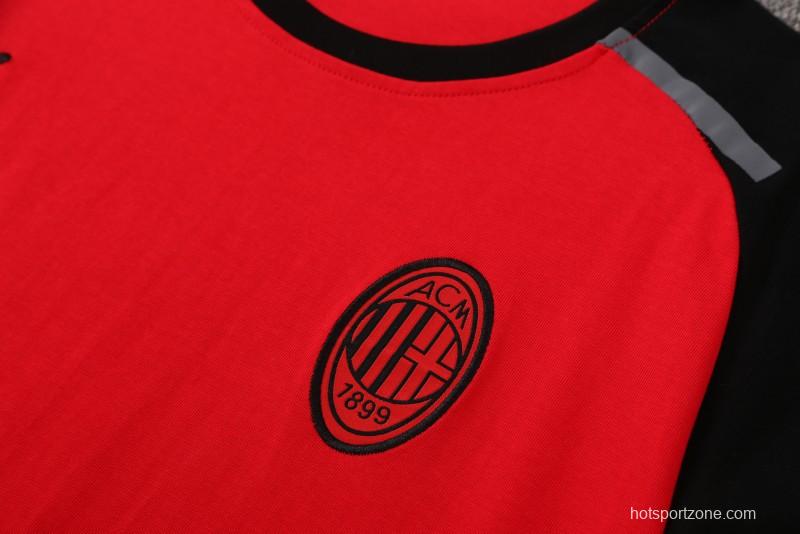 23/24 AC Milan Red/Black Cotton Short Sleeve Jersey+Shorts