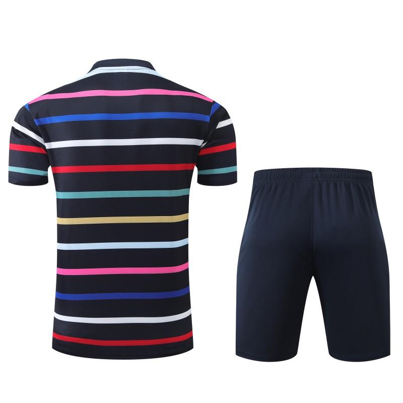 2024 France Navy Stripe Short Sleeve Jersey+Shorts