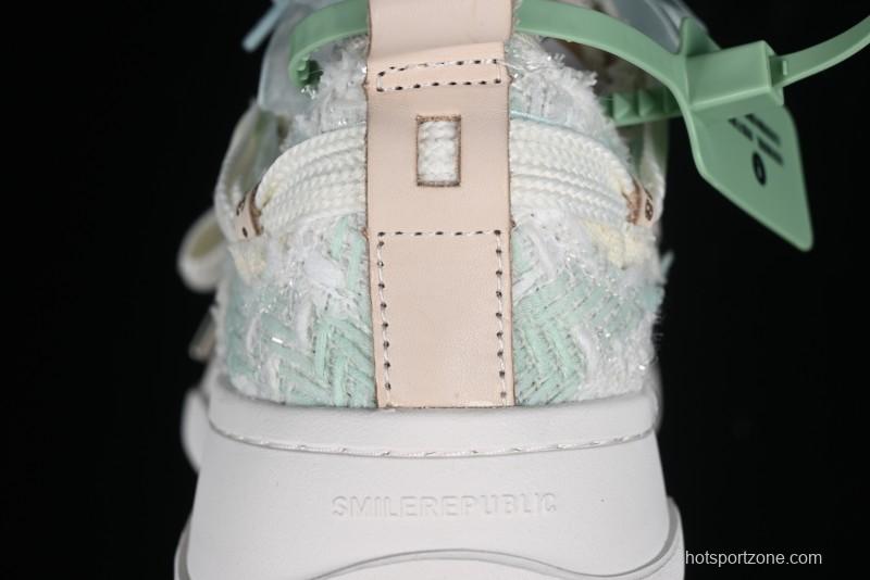 SMILEREPUBLIC Mint Manbo Light Blue Checkered Open Smile Platform Canvas Shoes - G.D4