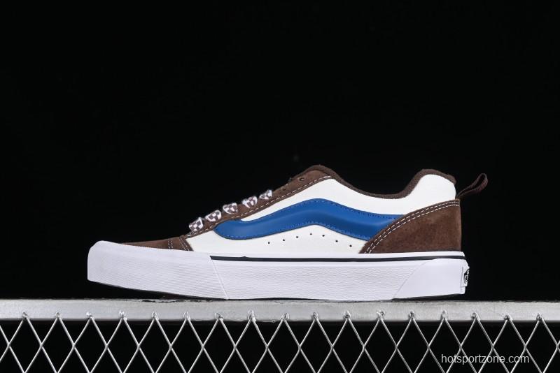 Vans Classics Knu Skool White Blue Brown Colorblock Chunky Tongue Skate Shoes - VN0009QCDMV
