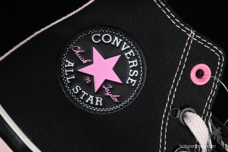 Converse Chuck 70s High Top Canvas Sneakers with Chain Accents in Black & Pink - A09539C