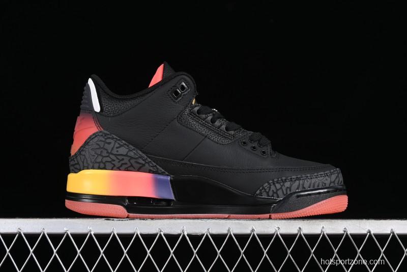 Nike Air Jordan 3 Retro "Rio" Collaboration Sneakers with Gradient Heel and J Balvin Logo - FN0344-001