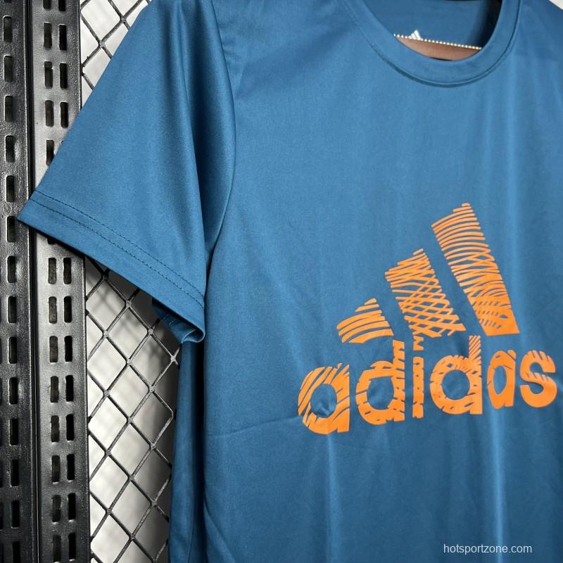 2024 Adidas Blue Cotton T-shirt  #1033