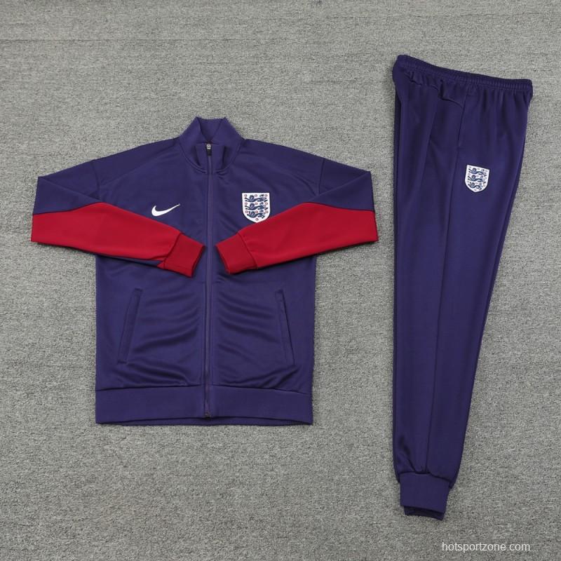 2024 England Navy Full Zipper Jacket +Long Pants