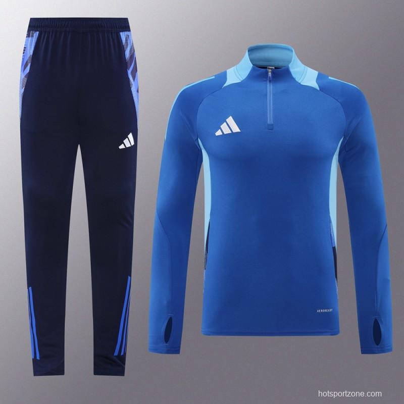 2024 Adidas Blue Half Zipper Jacket +Long Pants