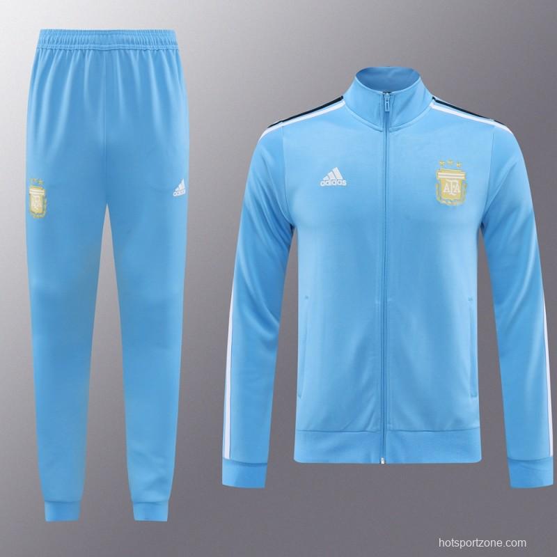 2024 Argentina Blue Full Zipper Jacket +Long Pants