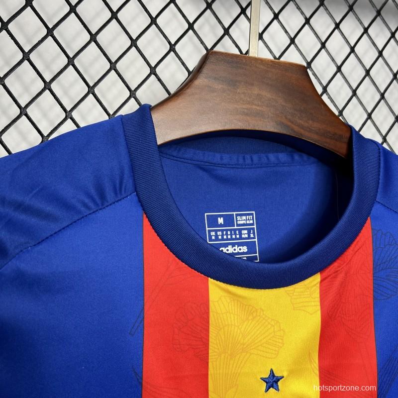 2024 Spain Euro Blue/Red/Yellow Pre-match Training Jersey