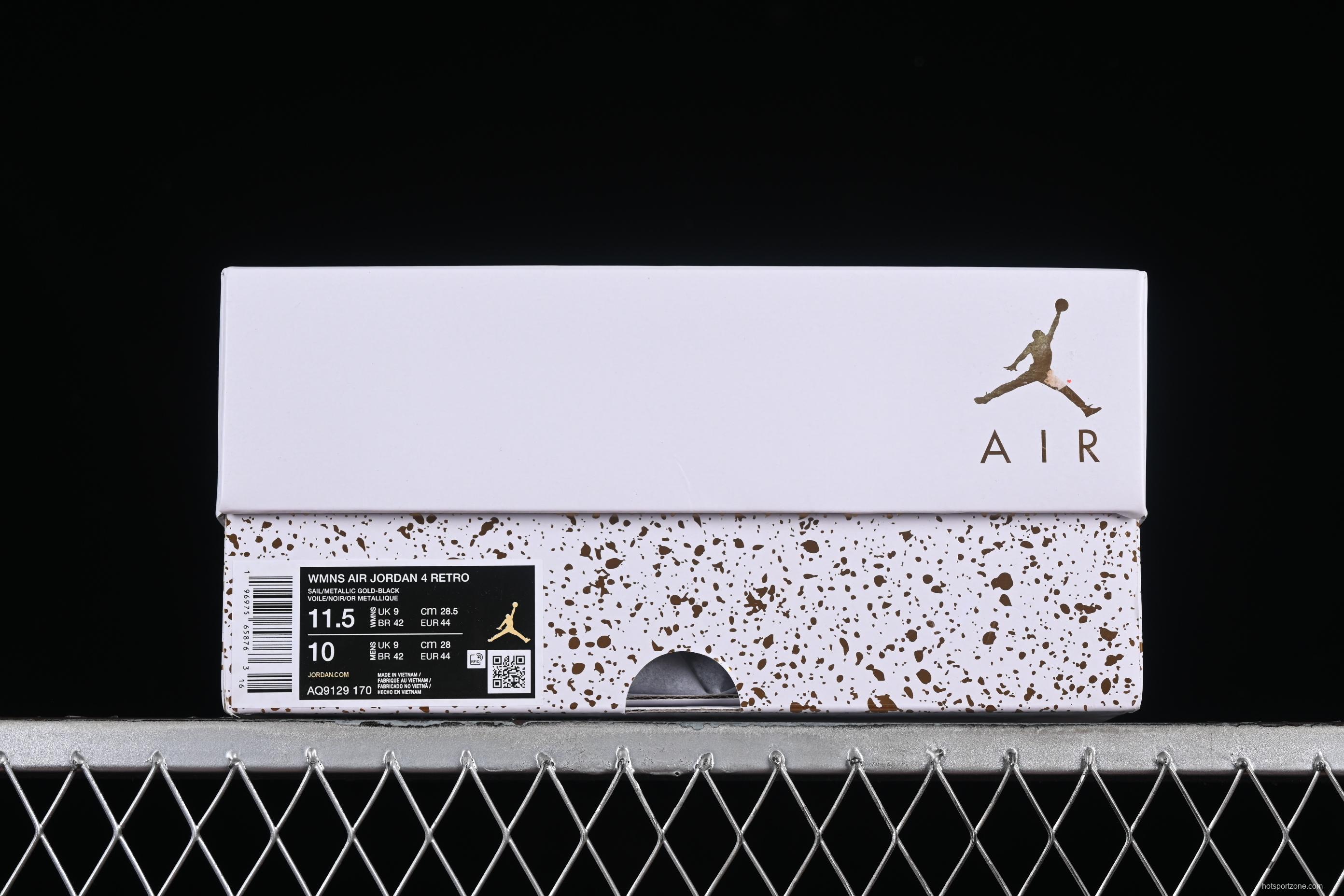 Nike Air Jordan 4 Retro Metallic Gold Basketball Shoes - AQ9129-170