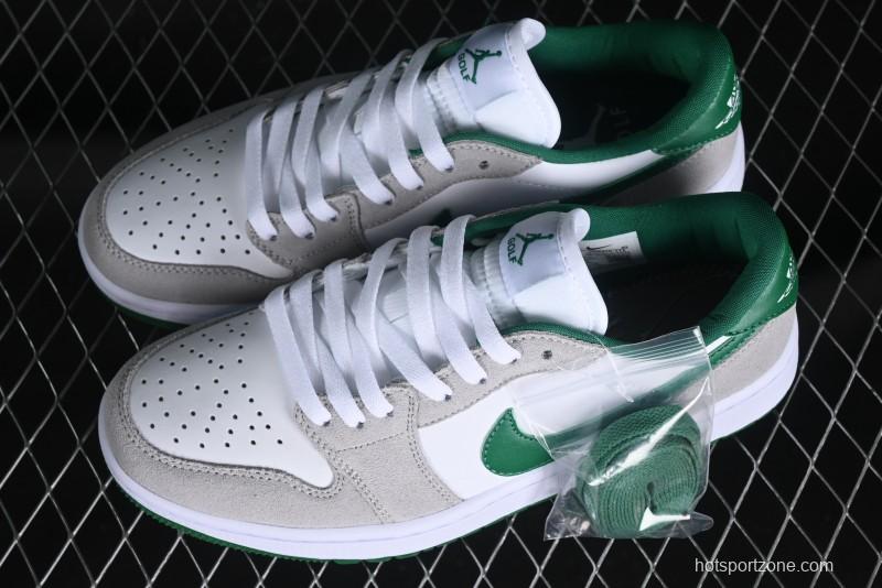 Nike Air Jordan 1 Low Golf Shoes Grey White Green - DD9315-112