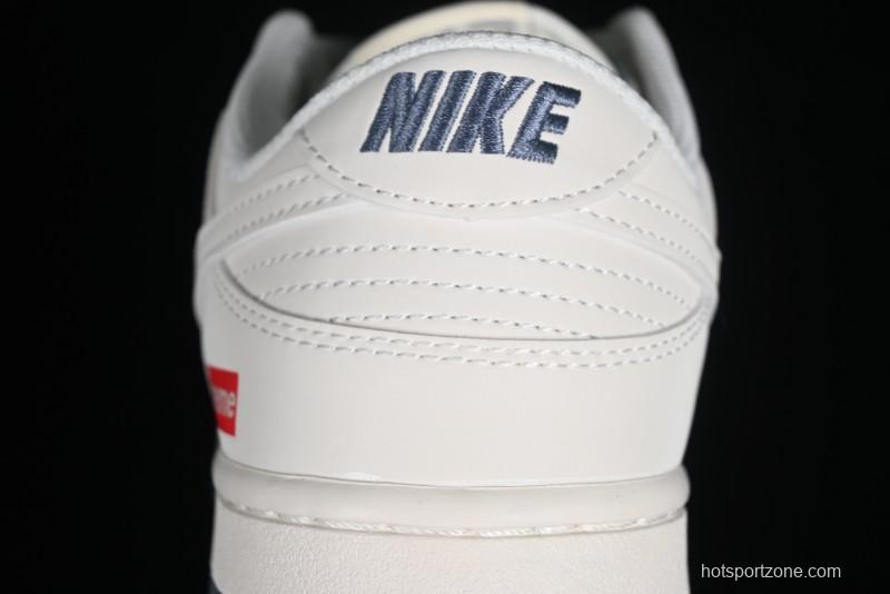 Supreme x Nike SB Dunk Low Anniversary Edition White Grey Customized Low-Top Casual Skate Shoes - BB8657-105