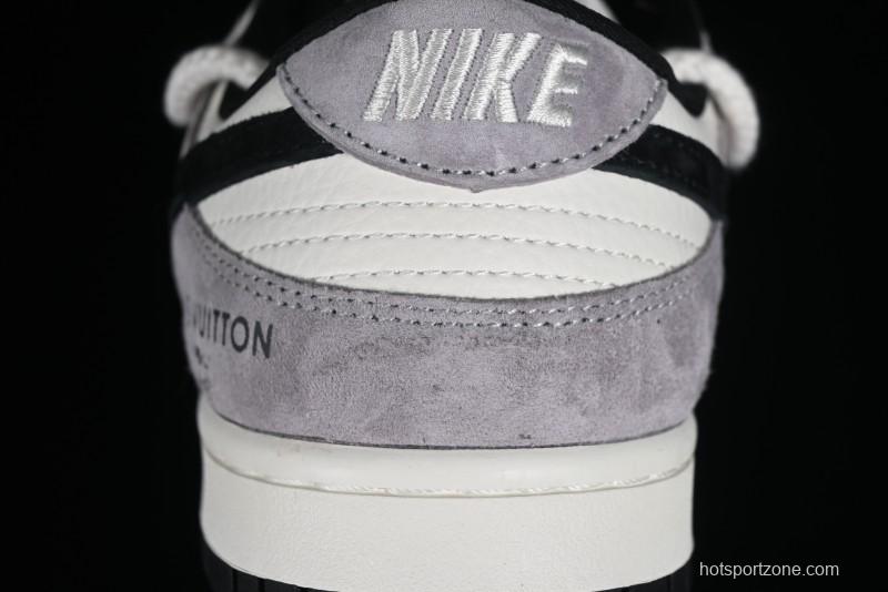 Nike SB Dunk Low LV Collaboration - Grey Pigskin Print Anniversary High-End Custom Low-Top Casual Sneakers - SJ2068-232