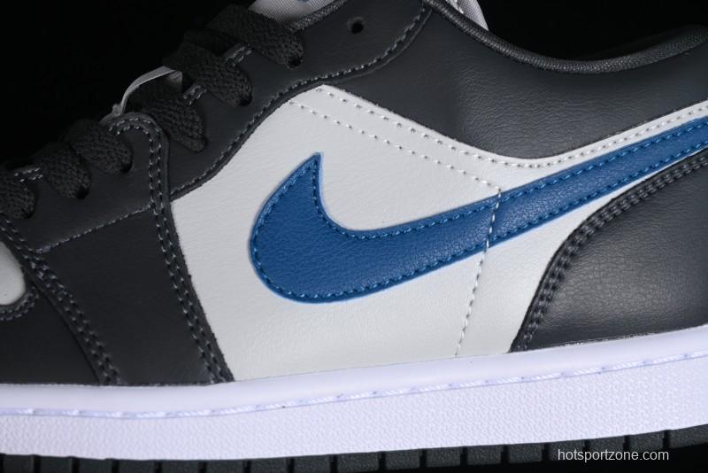 Nike Air Jordan 1 Low AJ1 Black Grey Blue Swoosh Low-Top Lifestyle Basketball Shoes - DC0774-040