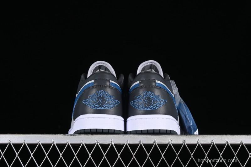 Nike Air Jordan 1 Low AJ1 Black Grey Blue Swoosh Low-Top Lifestyle Basketball Shoes - DC0774-040